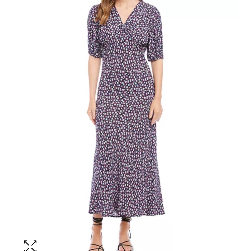 Karen Kane Black and White Puff Sleeve Maxi Dress